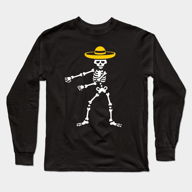 FLOSS FLOSSING skeleton Día de los Muertos Mexico Long Sleeve T-Shirt by LaundryFactory